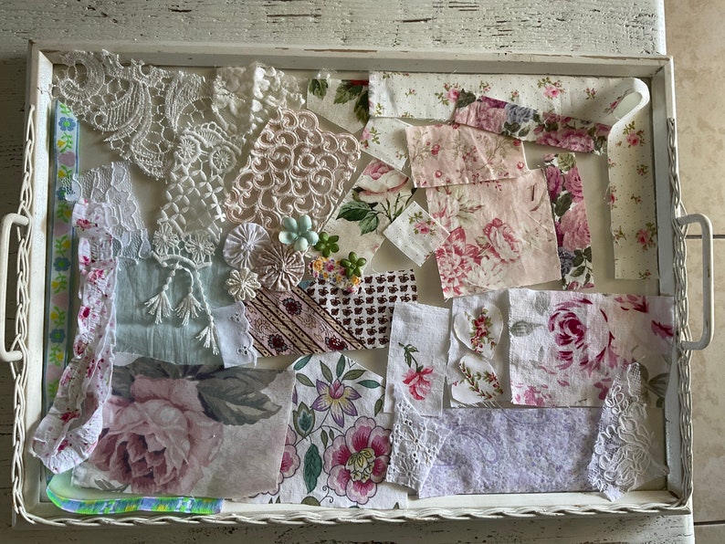 Floral Cottage Chic Fabrics Tag Making Supplies. Junk Journal Mini-Inspiration Bundle