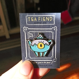 Glow in the dark Tea Fiend Enamel pin image 1