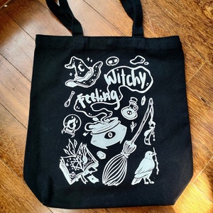 Feeling Witchy / Witchy Feeling Silkscreen Tote Bag 37cm x 35cm image 1