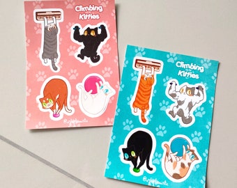 Climbing Kitties Sticker Sheet [Waterproof]