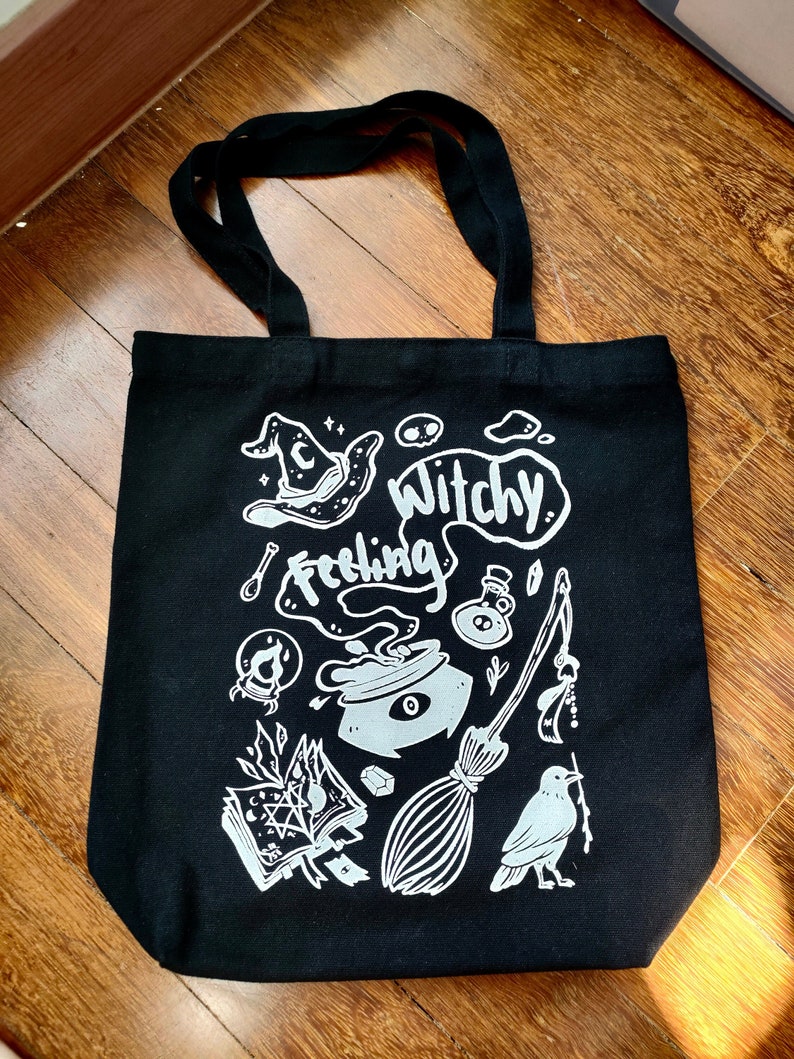 Feeling Witchy / Witchy Feeling Silkscreen Tote Bag 37cm x 35cm image 1