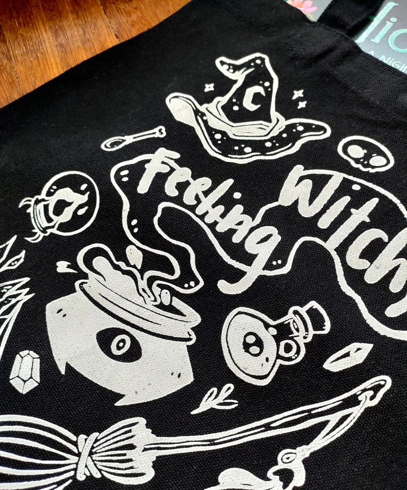 Feeling Witchy / Witchy Feeling Silkscreen Tote Bag 37cm x 35cm image 4