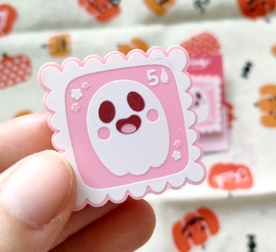 Ghost Stamp Pink Pin - Etsy