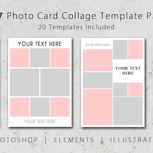 5x7 Photo Card Collage Template Pack, 20 Templates Included, Card ...