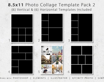 8.5x11 Photo Collage Template Pack, Scrapbook Album (Digital Download)