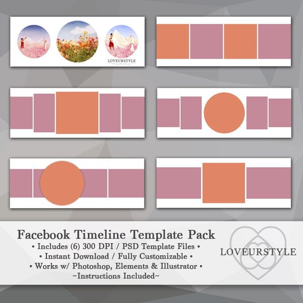 Facebook Timeline Template, Template Pack, Timeline Cover, Facebook Cover, Photo Template, Banner Template, Social Media Template, Meta