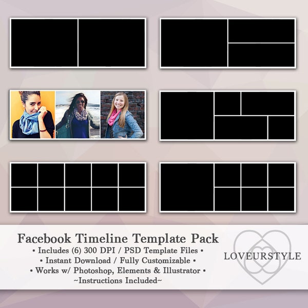 Facebook Timeline Template, Digital Template Pack, Timeline Cover, Photographers, Photoshop Template, Social Media Template, Photo Template