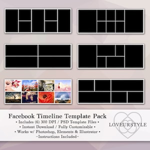 Facebook Template, Timeline Template Pack, Social Media, Facebook Banner, Photo Collage, Photography Template, Instant Download, Meta