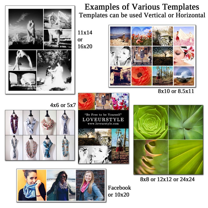 8.5x11 Photo Template Pack, Collage Templates, Portfolio Design, Scrapbook Templates, Photography Templates, Album Design, Book Templates image 8