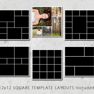 12x12 Digital Photo Collage Template Pack, Scrapbook Templates, Photography Template, Album Templates, Photoshop Template, Square Design image 4