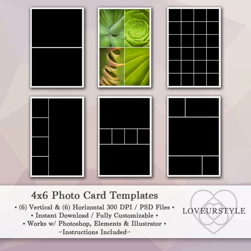 4x6-photo-template-pack-12-photo-card-templates-photo-etsy