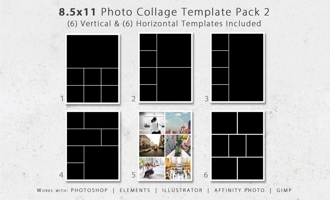8.5x11 Photo Template Pack, Photo Collage, Scrapbooks, Photography ...