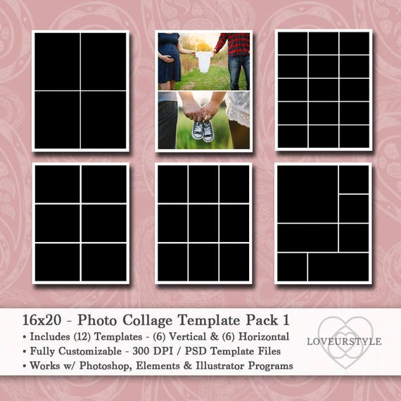 16x Photo Template Pack Collage Design Photography Etsy