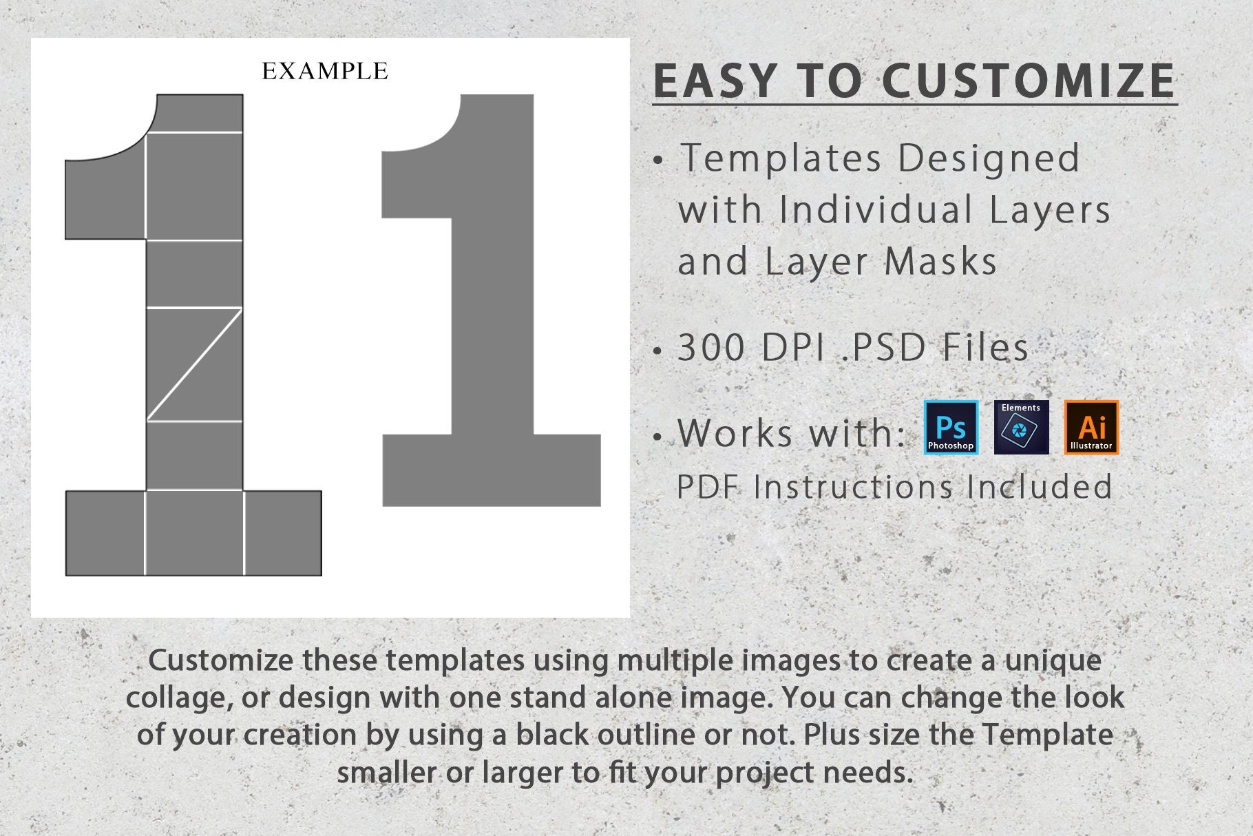 8.5x11 Photo Template Pack, Number Templates 0 Thru 9, Each Number ...