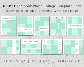 8.5x11 Photo Album Template Pack, Photoshop Yearbook Template (Digital Download)