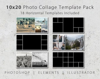 10x20 Photo Collage Digital Template Pack, 18 Templates Included, Photography Template, Digital Template, Storyboard, Blog Template, Website