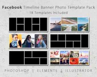 Facebook Timeline Cover Template Pack, 18 Templates Included, Facebook Banner Templates, Social Media Template, Blog, Photoshop, Meta
