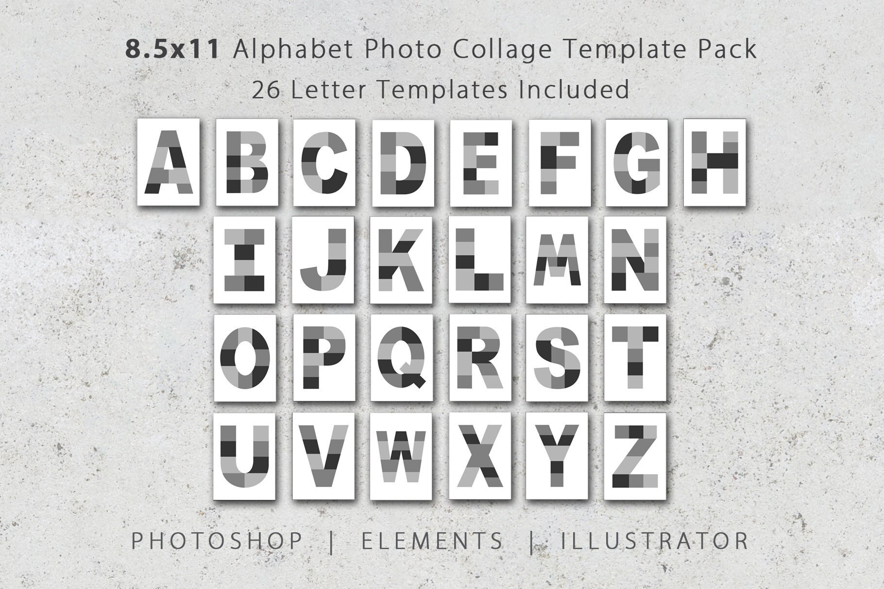 8.5x11 Photo Template Pack Alphabet Template Pack 26 Letters Etsy