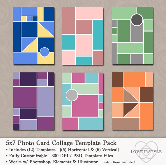 5x7 photo template pack photo card collage photo collage etsy photo collage cards templates