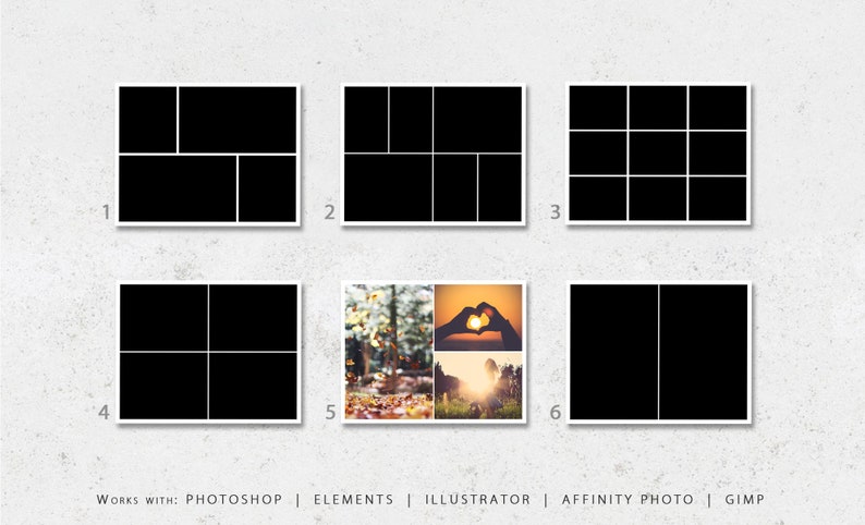 8.5x11 Photo Template Pack, Collage Templates, Portfolio Design, Scrapbook Templates, Photography Templates, Album Design, Book Templates image 2