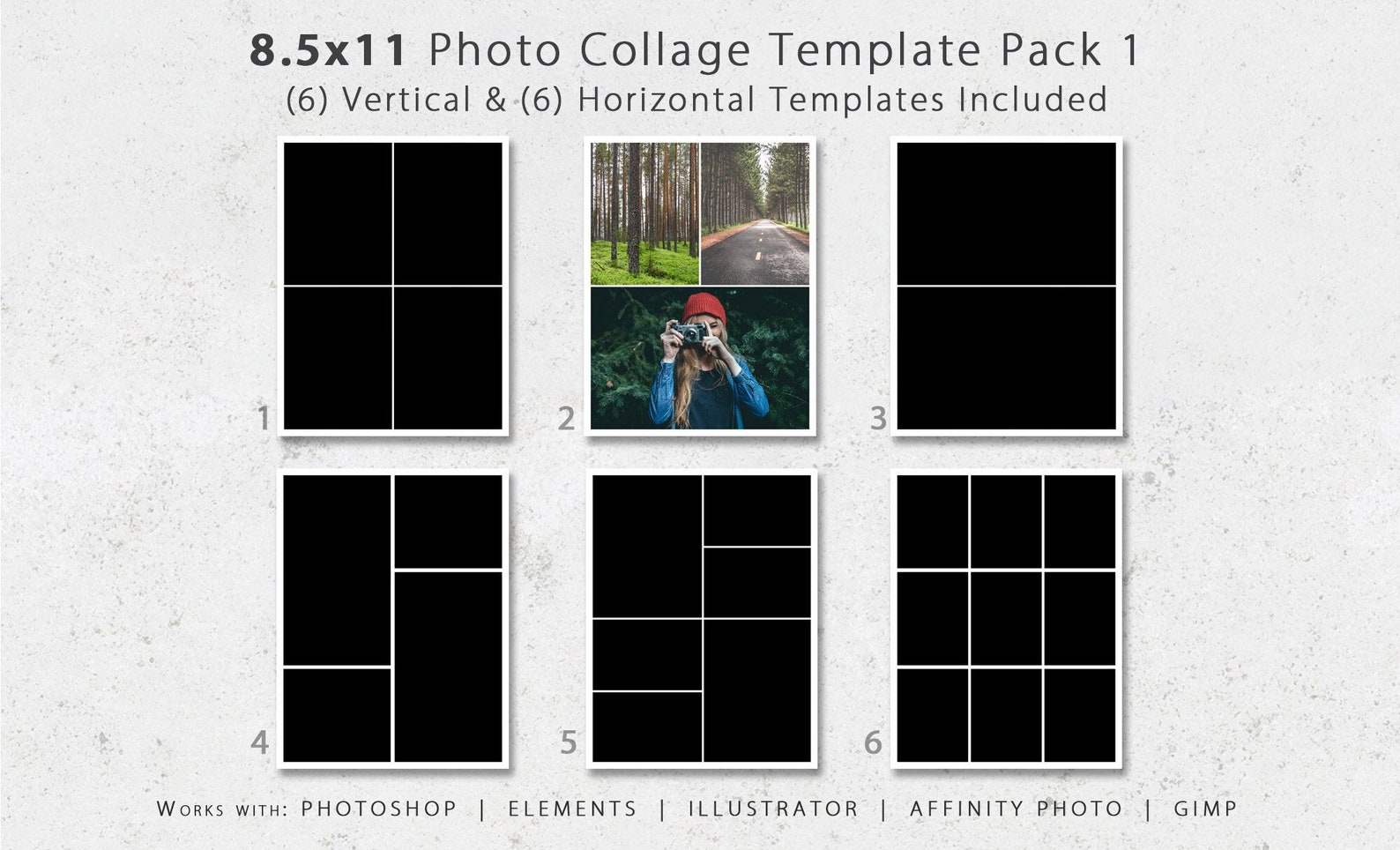 8.5x11 Photo Template Pack, Collage Templates, Portfolio Design ...