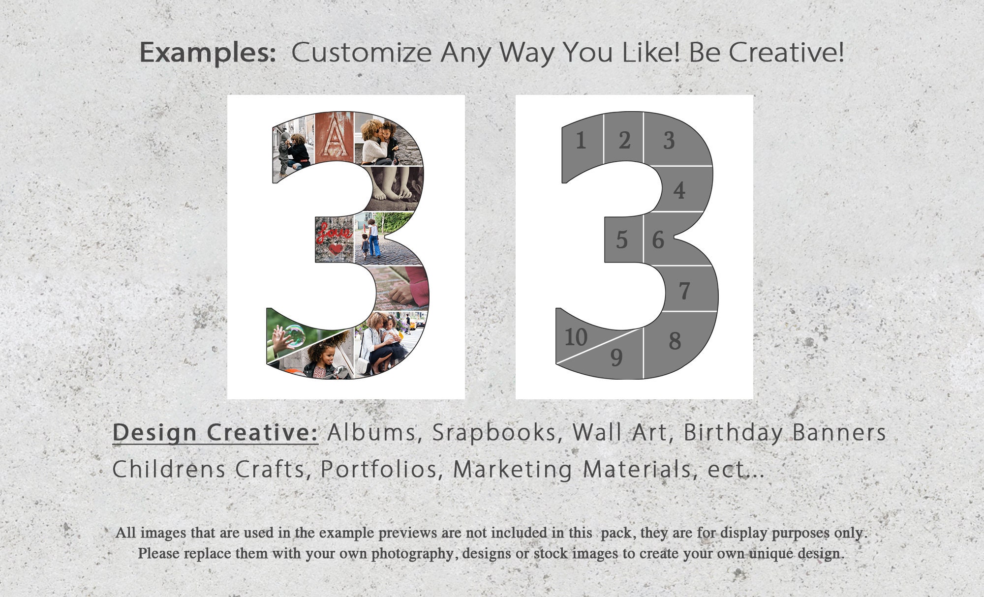 12x12 Photo Template Pack Numbers Template Pack Number - Etsy