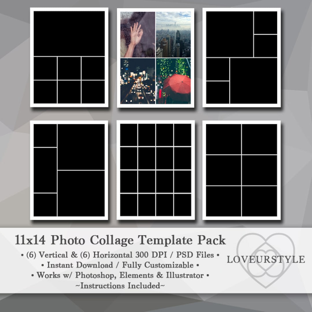 11x14 Photo Template Pack, Photo Collage, Storyboard, Scrapbook 11x14 Photo Template Pack, Photo Collage, Storyboard, Scrapbook