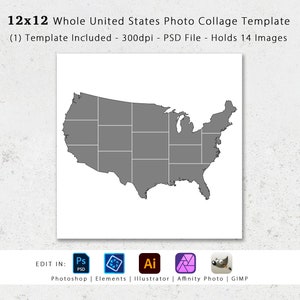 12x12Vereinigte Staaten von Amerika Foto Vorlage für 14 Bilder, Foto Collage, Scrapbook Album, USA, Reise Fotografie, Digital, Print