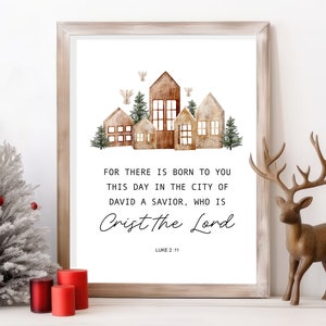 Christ The Lord Christmas Sign | Luke 2:11 | Christian Holiday Decor | Nativity Wall Art | Biblical Verse Printable | Religious Christmas .