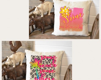 Shine Sunshine Beach throw Pillows, Pillow Case Only NO Inserts/Fall decor, Pool Decor, Couch Pillows