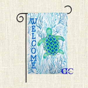Welcome Turtle Garden Flag: Double-Sided Ocean Decor