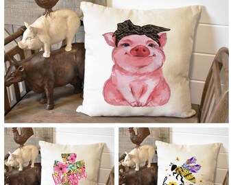 Piggy/Cross  Throw Pillows, Pillow Case Only NO Inserts/Fall decor, Pool Decor, Couch Pillows