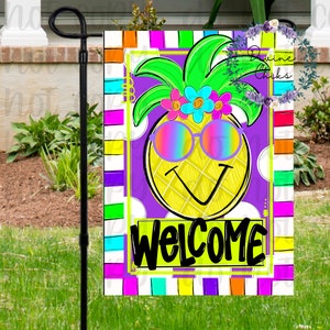 Pineapple Welcome Garden Flag: Bright Colors Yard Art