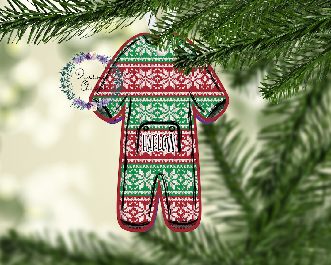 Kids Pajama Christmas Ornaments, Pajama Christmas Ornament, Sweater