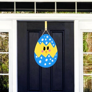 Chick Easter Egg door hanger Lightweight Hardboard Door Hangers, Hangers, Home Decor, Door Hangers, Door Decor for Easter, egg door hanger