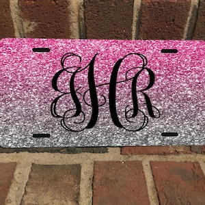 Ombre Custom Monogram License Plate/Monogram License Plate or SET image 1