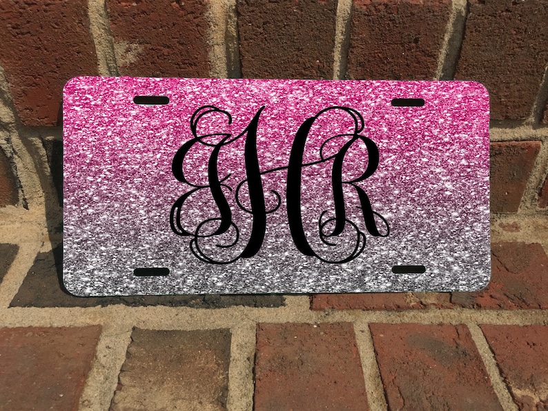 Ombre Custom Monogram License Plate/Monogram License Plate or SET image 1