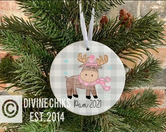 Kids Christmas Ornament /Moose Christmas Ornaments, Christmas Ornaments, rustic ornaments, vintage ornaments, Christmas Decor