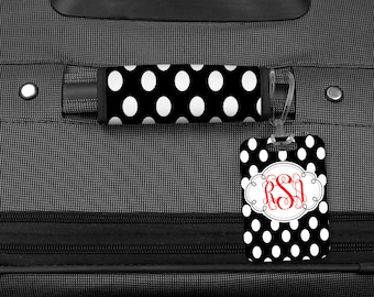 Polka Dot/Monogram Luggage Tags
