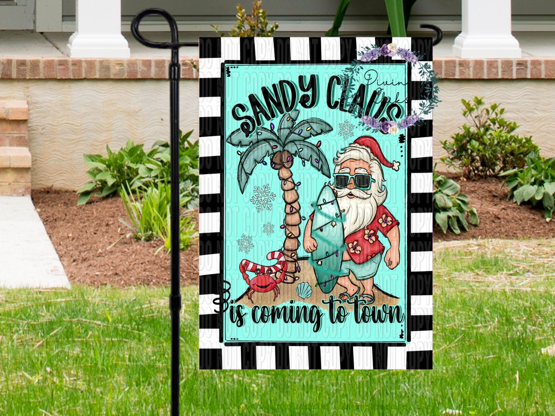 Beach Santa Garden Flags Christmas Flags Christmas Flags Etsy