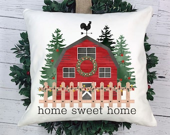 Home Sweet Barn Pillow, Christmas Barn Pillow, Farmhouse Pillows, Farmhouse decor, Christmas decor, Christmas pillows, barn pillow