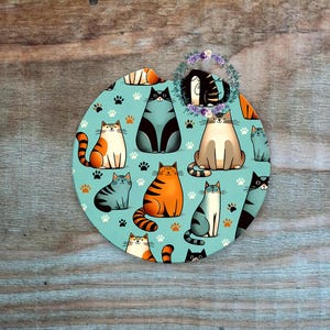 Absorbent Stone Cat Car Coasters - Made in USA (Set of 2