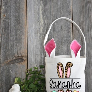 Personalized Easter Bunny Bag: Linen Tote, Bunny Ears