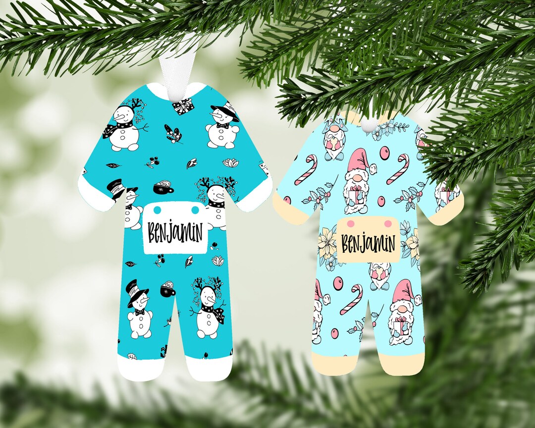 Kids Pajama Christmas Ornaments, Pajama Santa Ornament, Gnome Christmas