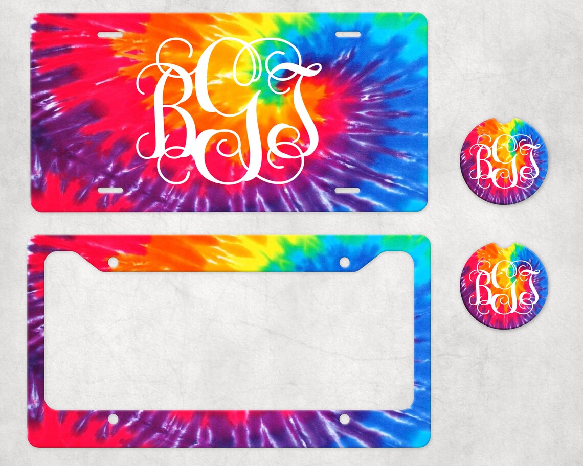 Tie Dye License Plate Sets License Plates Tie Dye Gifts Tie Etsy