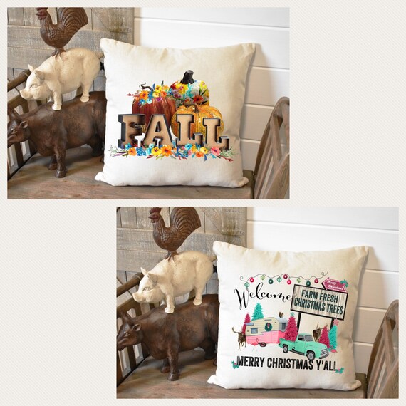 Fall Christmas Throw Pillows Pillow Case Only No Etsy