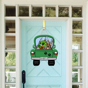 Outdoor Truck door hanger Lightweight Hardboard Door Hangers, Door Hangers, Home Decor, Door Hangers, Duck, deer hunt fish Trucks