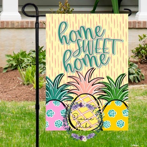 Pineapple Garden Flag: Watercolor Home Decor, Summer Outdoor Flag