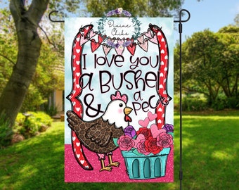 Valentines Chicken Garden Flag: Double-Sided Spring Decor