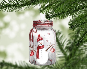 Snowman Mason Jar Christmas Ornament, Christmas decorations, Christmas Decor, Snowman decor, Snowman decorations, Christmas Ornament